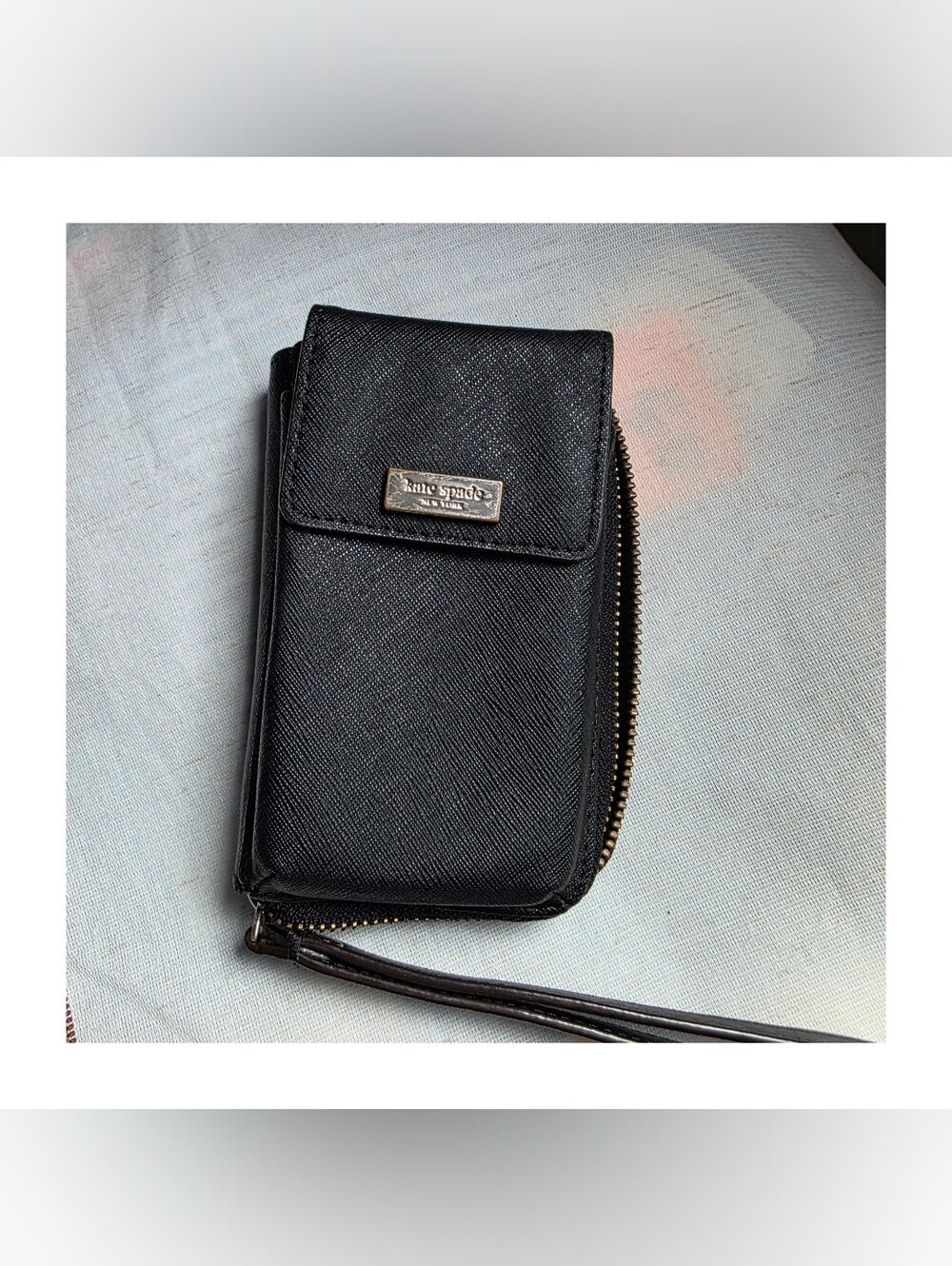 Kate Spade Black Leather Phone Wallet Wristlet